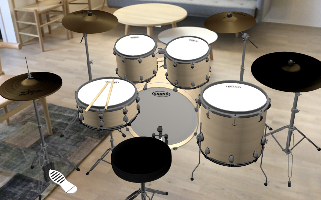 Play the augmented reality drums.