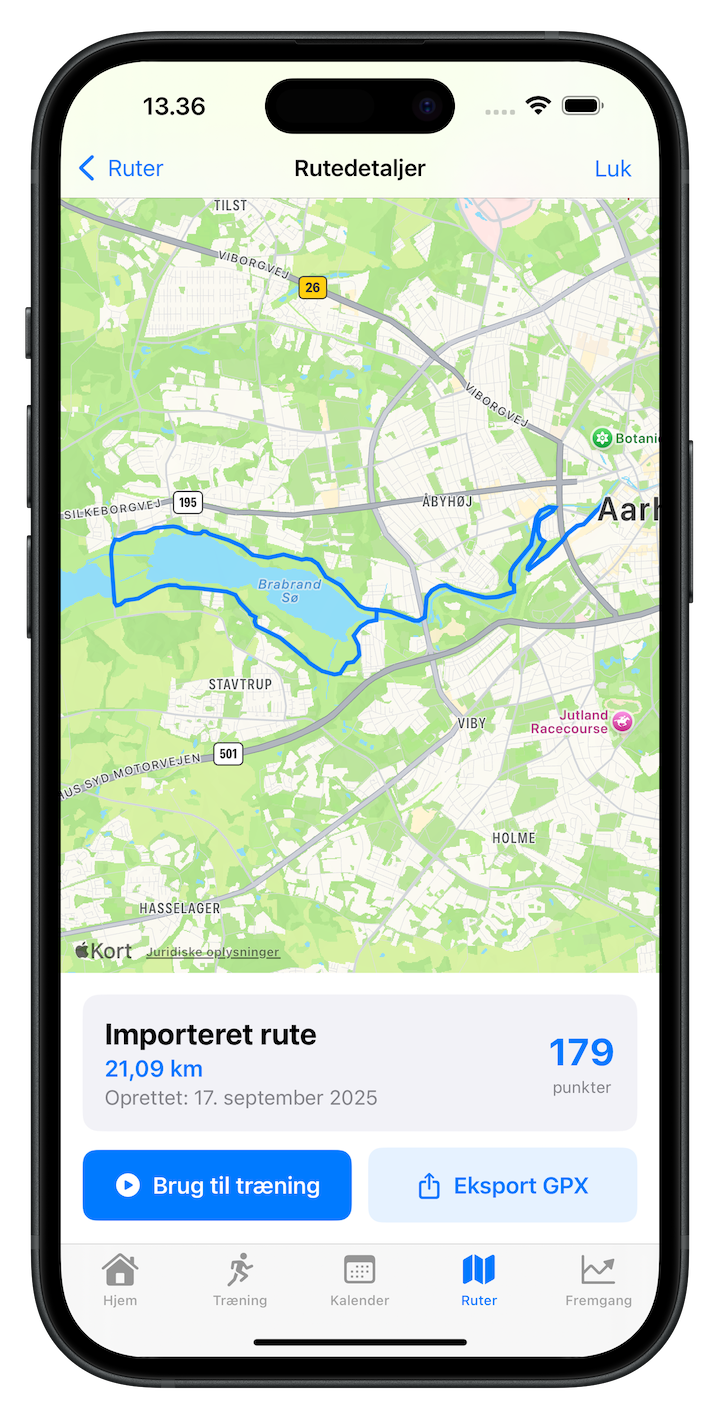 Løbe app - Halvmarathon i Aarhus 2025